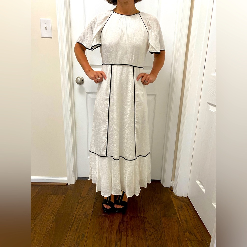 Hobbs London White Maxi Dress with Black Accents